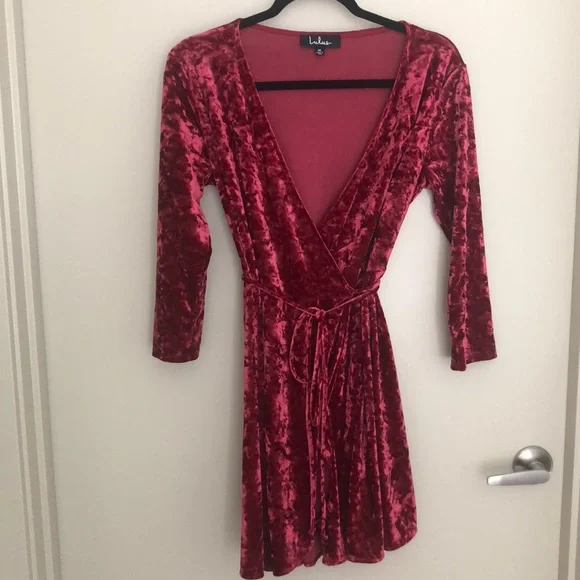 open lace back dress Ladies Knitted Dress Dark Red / XL